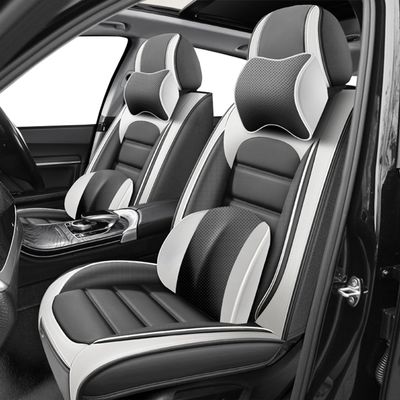 VIUDMEK Car Seat Covers for Spark,for Chevrolet Spark 2013-2022,Waterproof Leather Seat Covers,Compatible Airbag,Front Set Comfort Car Seat Protectors for Most Cars(Pillows,Gray&White)