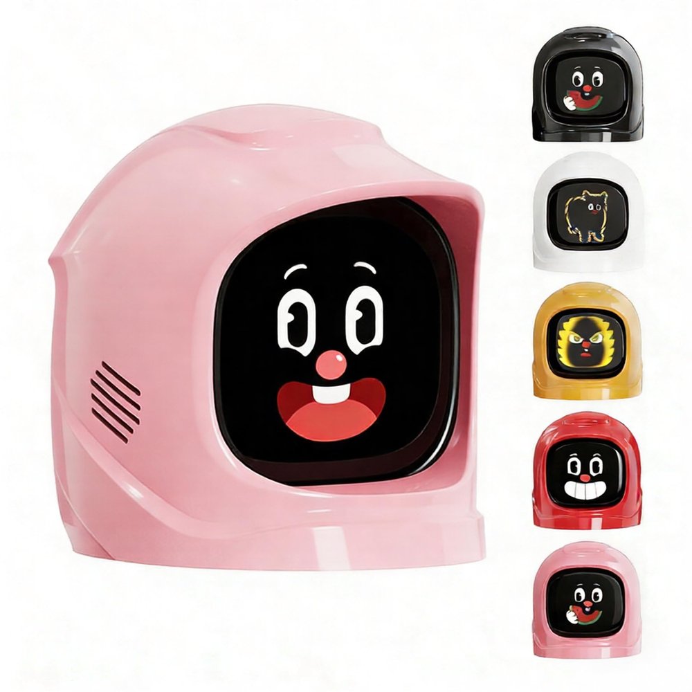 Purryegift Car Robot Dashboard, Smart Car Emotional Companion Decoration with 52 Animated Expressions, AI Robot Dashboard Companion with Speakers, Smart Car Electronic Pet Kit for All Cars (Pink)