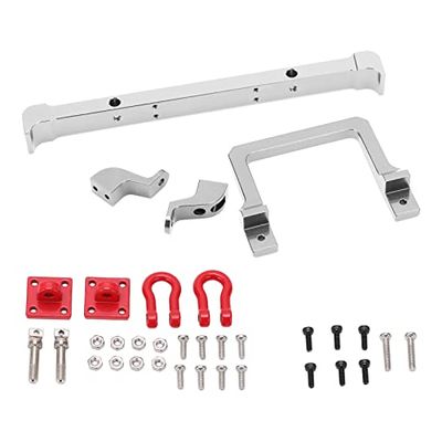 Aluminum Alloy Front Bumper for MN D90 99s, RC Car Metal Front Bumper, CNC Machined Anti Collision Bumper with Trailer Buckle, Direct Replacement Upgrade Part for 1/10 Scale RC Tru (Silver)