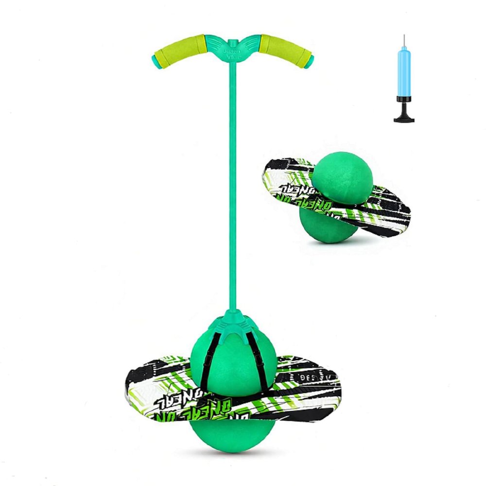 Christoy Pogo Ball with Handles for Kids & Adults, Pogo Balance Bounce Ball,Pogo Trick Board for Girls and Boys Ages 6 and up (Green-Colourful)