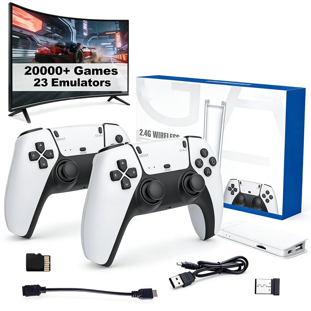 2026 Retro Gaming Console Upgrade Video Game Stick 4K, Retro Game Stick 20,000+ Built-in Classic Games, TV Games Plug and Play with 23 Built-in Emulators, Dual 2.4GHz Wireless Controllers (128GB)