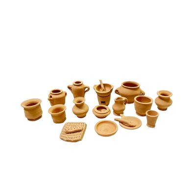 18-Piece Terracotta Miniature Kitchen Set Kids Toy & Home Decor