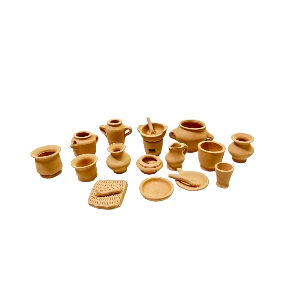 18-Piece Terracotta Miniature Kitchen Set  Kids Toy & Home Decor