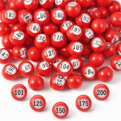 Liliful 100 Pcs Raffle Bingo Ball Set Numbered 101-200 with Easy Read Window, Mini Plastic Balls for Game Night, and Large Group Activities, Red