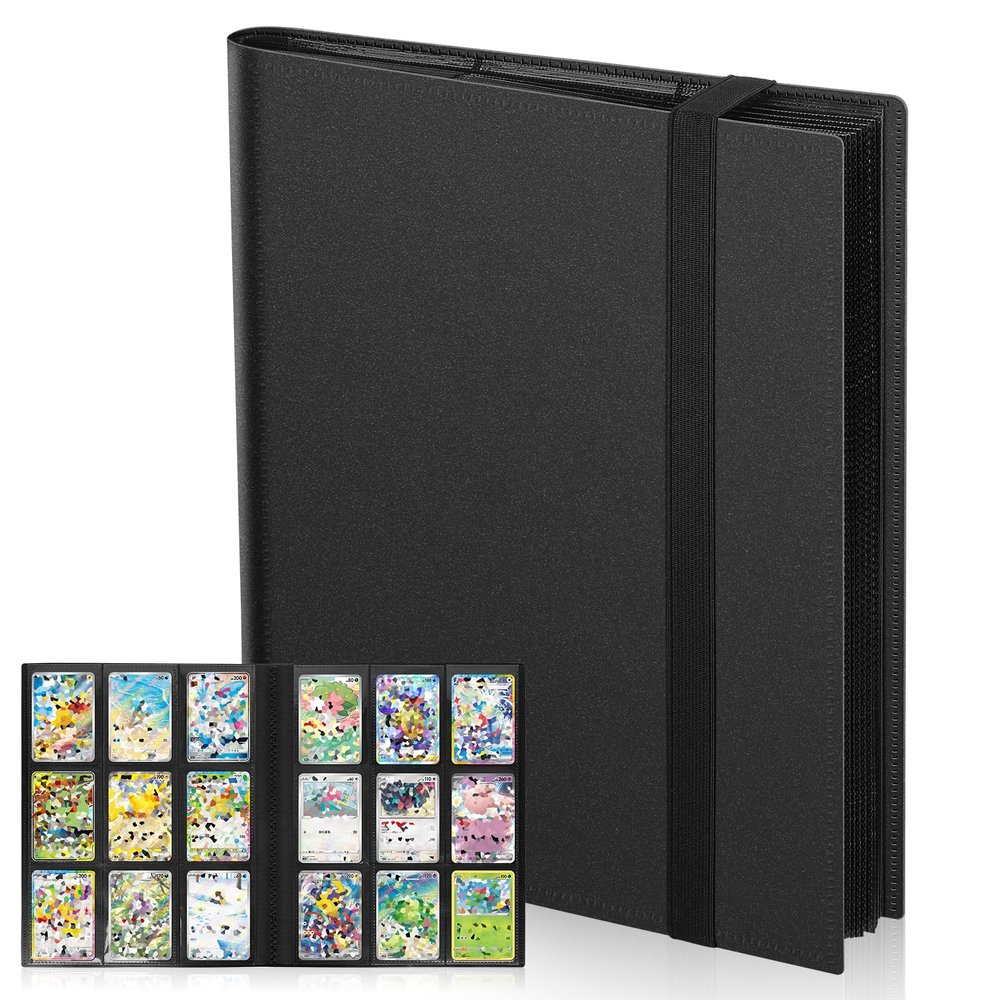 Euqvunn Trading Card Binder, Side-loading Card Album, 24 Pages 432 Pockets Card Folder, Double-sided Storage Card Book Card Collection Binder for TCG,MTG,Sports Cards (black)