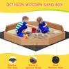 82" Extra Large Wooden Octagon Sandbox with Cover and 4 Bench Seats, Outdoor Kids Sand Pit with Bottom Liner, Fits 6-8 Children, Solid Fir Wood Sandpit for Backyard, Patio, Ages 3-8 view 4