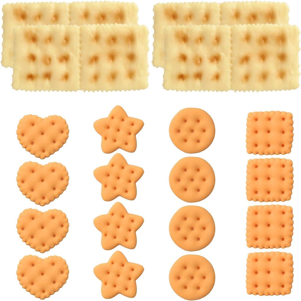 20Pcs Artificial Fake Cookies - 5 Styles Realistic Simulation Biscuits & Crackers Dessert Food Props for Home Kitchen Display, Shop Decoration, Photography Models