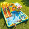 Hapfan Inflatable Bounce House Double Water Slide, 11 in 1 Bouncy Castle with Market Stand, Water Gun, Splash Pool, Climbing Wall, Basketball Hoop for Big Kids, Outdoor Backyard Party view 1
