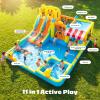 Hapfan Inflatable Bounce House Double Water Slide, 11 in 1 Bouncy Castle with Market Stand, Water Gun, Splash Pool, Climbing Wall, Basketball Hoop for Big Kids, Outdoor Backyard Party view 2
