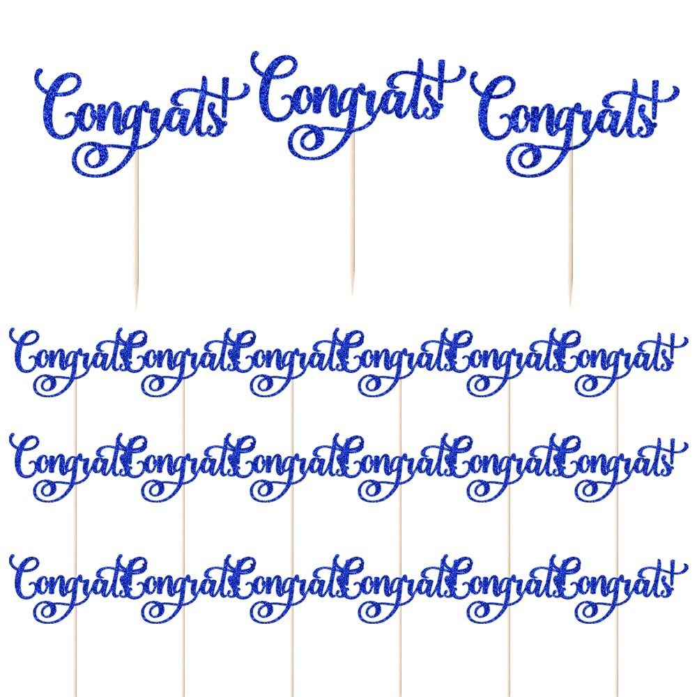 Crseniny 24 Pcs Congrats Cupcake Toppers,Celebration Cupcake Toppers