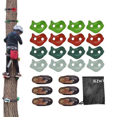 SZHTMZXC 16pcs Climbing Rocks for Kids, Zip line Accessories, Non-Slip Tree Rock Climbing Holds for DIY Indoor and Outdoor Adventure Play, Weatherproof Heavy Duty ABS Plastic & Easy Install Hardware