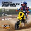 24V Kids Electric Dirt Bike - 250W Electric Motorcycle, 11 Mph Max Speed Electric Motorcycle Mini Bike with Music, 10 Miles Range, Twist Grip Throttle, Metal Suspension, Rubber Tires (Yellow) view 2
