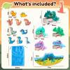 Dinosaur Toys for Kids 2-4, Dinosaur Set for Toddlers 1-3, Wooden Stacking Toys & 5PCS Magnetic Dinosaur Cars, Preschool Educational Learning Toys, Birthday Gifts for Boys Girls 1 2 3 4 view 4