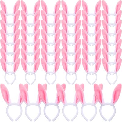 Sanwuta 96 Pcs Easter Bunny Ears Cute Rabbit Plush Headbands for Kid Adults Easter Party Decoration Birthday Party Favors