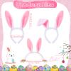 Sanwuta 96 Pcs Easter Bunny Ears Cute Rabbit Plush Headbands for Kid Adults Easter Party Decoration Birthday Party Favors view 2
