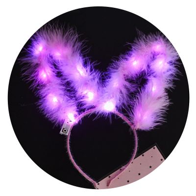apcans Glowing Bunnies Ears Headbands Decorative Festival Hair Hoop Unique Headpiece for Night Parties and Festivals
