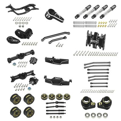 Hobby Details Aluminum Rear Axle Gear Box Skid Link Wheel Upgrade Set for 1/30 Axial SCX30 Jeep Wrangler RC Cars, Black and Gold (14 in One Set)