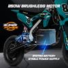 24V Kids Electric Dirt Bike - 250W Electric Motorcycle, 11 Mph Max Speed Electric Mini Dirt Bike with Music, 10 Miles Range, Twist Grip Throttle, Metal Suspension, Rubber Tire (Dark Green, with Cover) view 3