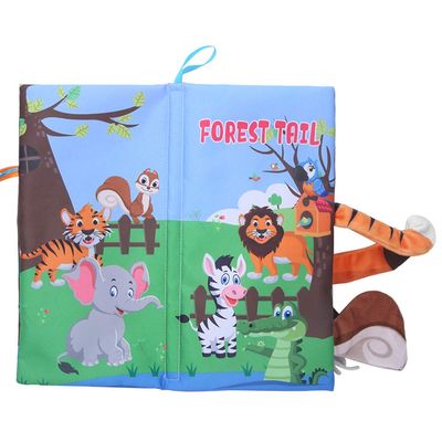 Qudinip Washable Cloth Book, Baby Cartoon Animal Tail Cloth Book, Infant Early Educational Interaction (#1)