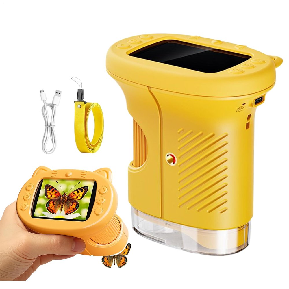 1000X Handheld Digital Microscope for Kids, Portable Pocket Miniscope with 2.4" IPS Screen and LED Light, USB Charger, Educational Science Kits, Birthday or Back-to-School Gift for Boys and Girls