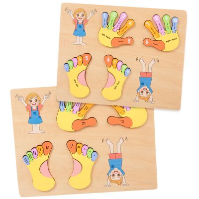 Adena Montessori Number Counting Blocks Wooden Hands Feet Shape Set, 3-4y