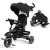 Kinder King Kids Trike Tricycle for Toddlers 1-3, 8 in 1 Folding Toddler Tricycle Bike w/1-Step Brake, Adjustable Push Handle, Rotatable Seat, Adjustable Canopy, Bell, 5-Point Harness, Storage, Black view 1