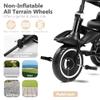 Kinder King Kids Trike Tricycle for Toddlers 1-3, 8 in 1 Folding Toddler Tricycle Bike w/1-Step Brake, Adjustable Push Handle, Rotatable Seat, Adjustable Canopy, Bell, 5-Point Harness, Storage, Black view 4
