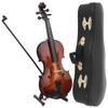 HERCHR 20cm/7.9in Wooden Miniature Violin Model, Mini Musical Instrument Model Ornaments with Box Case Violin Replica Dollhouse Accessories view 4