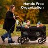 HARPPA Foldable Wagon for Kids, 4 Seater Stroller Wagon with Seats, One-Button Fold, UPF50+ Canopy & Mosquito Net, All-Terrain Wheels, Adjustable Handle, Easy to Store Black view 3