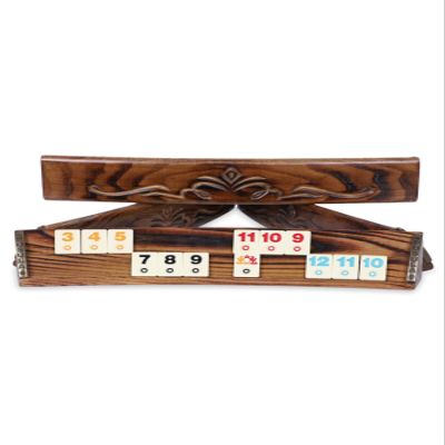 Carved Wooden Oval Rummy Tile Game Set 101 Okey Game Set for Family Game Night, Travel, and Entertainment - One Size