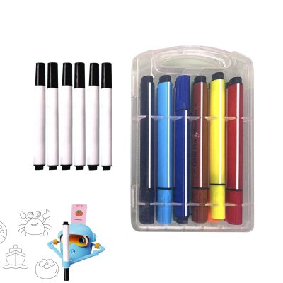 18-Pack Children's Smart Drawing Robot Pens, Smooth Universal Colorful 6 Smart Drawing Robot Pens + 12 12-Color Coloring Penss, for All Models,Drawings Robots Penss.