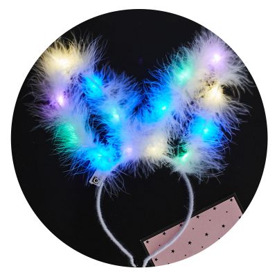 apcans Glowing Bunnies Ears Headbands Decorative Festival Hair Hoop Unique Headpiece for Night Parties and Festivals