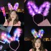 apcans Glowing Bunnies Ears Headbands Decorative Festival Hair Hoop Unique Headpiece for Night Parties and Festivals view 2