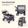 Harppa Remy Wagon Stroller for 4 Kids, Foldable 4-Seater Stroller Wagon with Mosquito Net Canopy,Snack Tray, 8''/12''All-Terrain Wheels, 280Ibs Capacity for Zoo,Growing Family Outings Toddler Grey view 3
