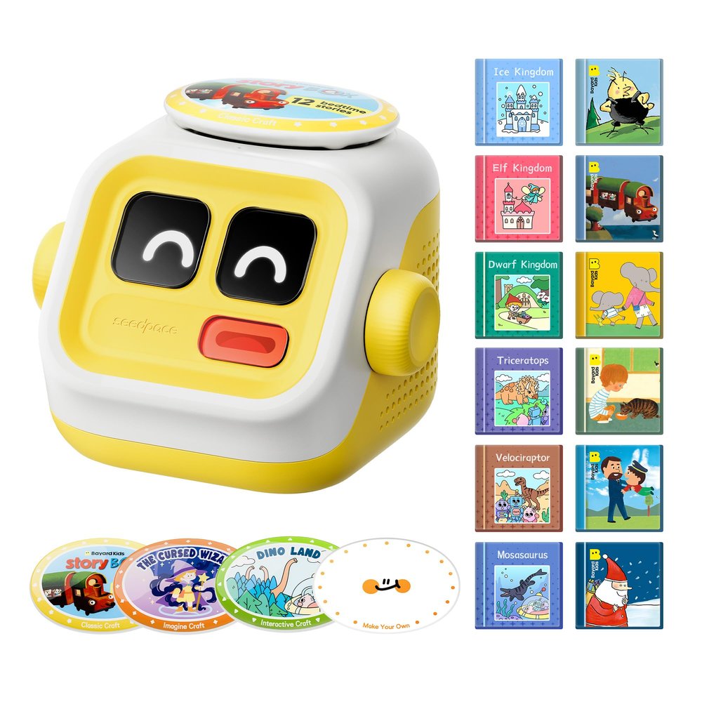seedpace Kids Story Machine with Make Your Own Cards: Kids Music Player, Pre-Loaded 120 Stories, Bluetooth Speaker, 1GB Audio Card, Educational Toy, Learning, Toddlers Gift