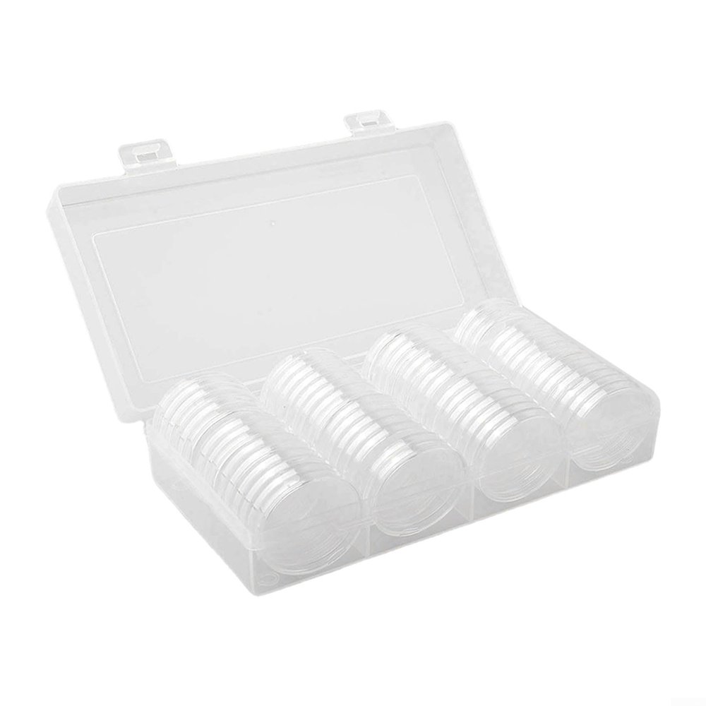 60 Pack Coin Holder with Foam Lined Organizer, Adjustable Plastic Coin Storage Box for 17-40mm Capsules, Scratch Resistant Collection Case Container, 60pcs(A)(A((B)