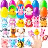 12 Pack Prefilled Easter Eggs with Toys , Filled Easter Eggs for Kids Toddlers with Animal Finger Puppets for Easter Eggs Hunt, Easter Party Favor, Basket Stuffers Filler, Classroom Prize Supplies view 1
