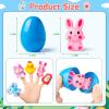 12 Pack Prefilled Easter Eggs with Toys , Filled Easter Eggs for Kids Toddlers with Animal Finger Puppets for Easter Eggs Hunt, Easter Party Favor, Basket Stuffers Filler, Classroom Prize Supplies view 3