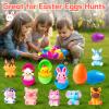 12 Pack Prefilled Easter Eggs with Toys , Filled Easter Eggs for Kids Toddlers with Animal Finger Puppets for Easter Eggs Hunt, Easter Party Favor, Basket Stuffers Filler, Classroom Prize Supplies view 4
