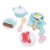 SPYMINNPOO Wooden Play Cooking Set, Pretends Play Kitchen Accessories Toys Set for Kids with Pans Plates for Girls Boys Birthday view 1