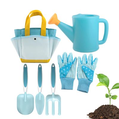 7Pcs Kids Gardening Tools Set, Kids Gardening Toy with Shovel, Rake, Gloves, Tote Bag and Watering Can, Children's Garden Tool Kit, Planting Outdoor Activity, Fun Educational Toy Gift for Boys, Girls