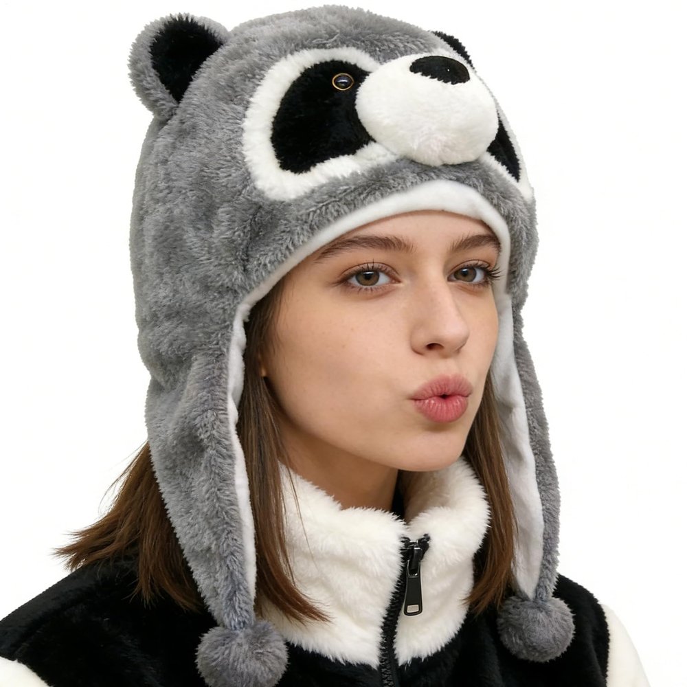 Animal Winter Hats for Kids | Cartoon Soft Cute Warm Caps with Ear Straps - Cartoon Animal Hat | for Picnics Hikes New Year Daily Indoor Outdoor Thanksgiving Holiday Birthday Offices Home Vacation