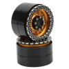2pcs RC Aluminum Alloy 2.2inch Beadlock Wheel Rim Hubs, Upgrade Parts for Axial SCX10 1/10 RC Crawler Car, High Performance Lightweight Durable Wheel Hub with Black Gold Finish, Pe view 1