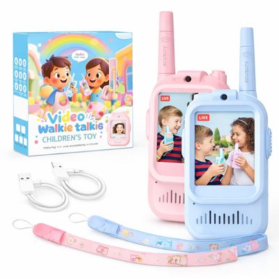 Kids Video Walkie Talkies 2 Pack, Rechargeable Long Range with Camera & Video Call, Toy Gift for Boys Girls Ages 3-12