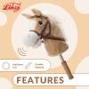Linzy Toys 35.5" Plush Stick Horse - Funny Hobby Horse with Pony Sound, Soft Realistic Mane & Durable Leather Reins, Pretend Play Riding Toy for Boys & Girls Ages 3+ (Light Brown) view 2