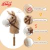 Linzy Toys 35.5" Plush Stick Horse - Funny Hobby Horse with Pony Sound, Soft Realistic Mane & Durable Leather Reins, Pretend Play Riding Toy for Boys & Girls Ages 3+ (Light Brown) view 3