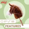 Linzy Toys 35.5" Plush Stick Horse - Funny Hobby Horse with Pony Sound, Soft Realistic Mane & Durable Leather Reins, Pretend Play Riding Toy for Boys & Girls Ages 3+ (Brown) view 2