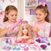 Toylink Doll Head for Hair Styling Kids Makeup Kit, 34Pcs Hair Salon Pretend Play Toys with Hairdryer Straightener Makeup Princess Accessories, Birthday Gifts for Girls 3 4 5 6 7 8 view 2