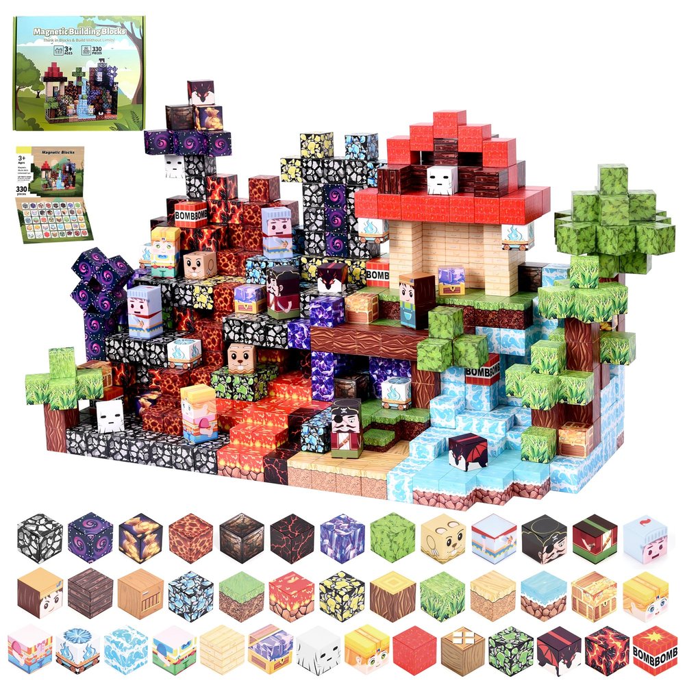 330PCS 0.8in Magnetic Blocks STEM Toy for Toddler Boys Girls Ages 3-12