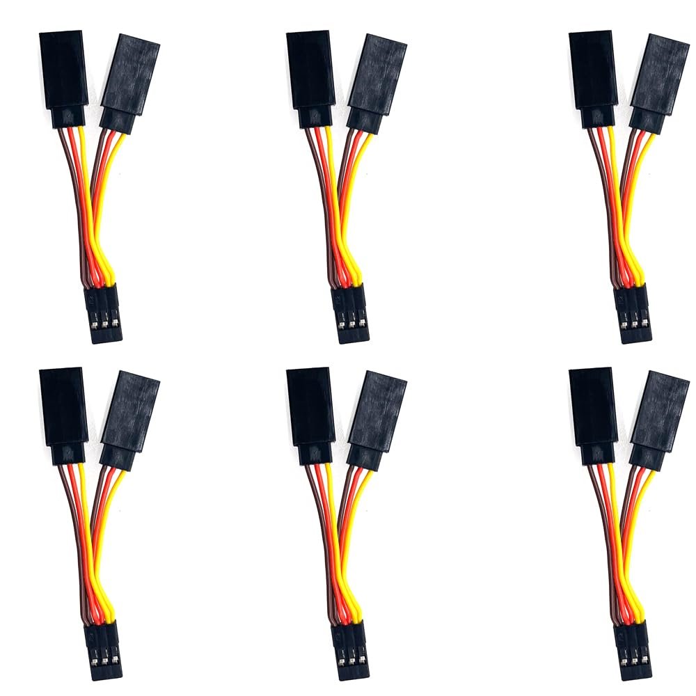 6 Sets of servo Y-Splitter Cables, 1 Female to 2 Male JR/Futaba Type Extension Harness Leads for RC Model Cars Airplanes Helicopters Drones Boat Extensions
